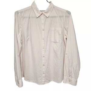 Croft & Barrow Long Sleeve Soft Pin Button Up Top Size M Cottagecore Barbiecore